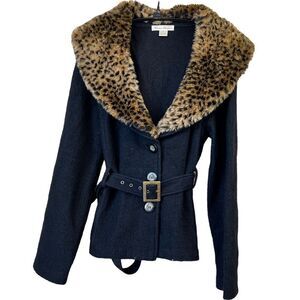MARISA CHRISTINA 100% WOOL Cropped Tench Coat Jacket